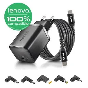 NGS PACK CARGA USBC 65W+CABL 1,5M+5 CLAVIJ LENOVO