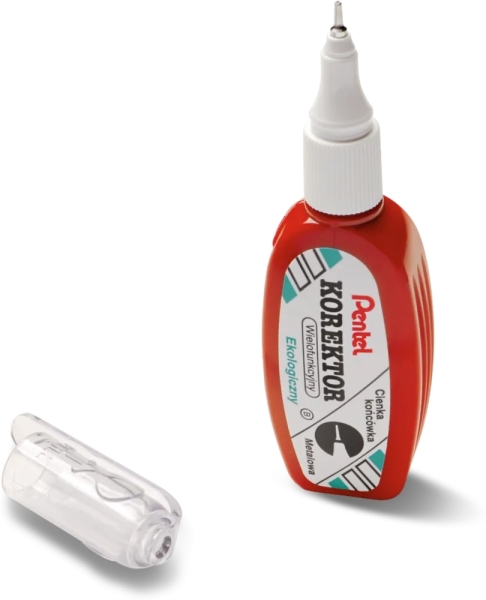Pentel Boligrafo Corrector 4.2ml - Correccion Precisa, Limpia y Facil - Secado Rapido - Punta de Valvula Metalica - Cuerpo Color Rojo · Pack de 12 uds.