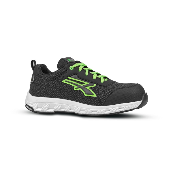 Upower Mitch ESD Calzado de Seguridad - Talla 35 - Proteccion S3S CI HI HRO FO SR, Resistencia a la Abrasion, Hidrofugos y Transpirables, Puntera Fibertoe, Suela Antideslizante - Color Negro/Verde