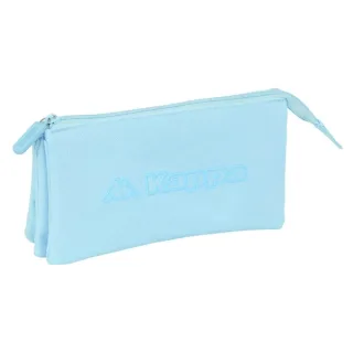 Safta Kappa Basics Celeste Portatodo - 3 Compartimentos con Cremalleras - Bolsillo Interior - 0.6L - 220x30x120mm - Color Azul Claro