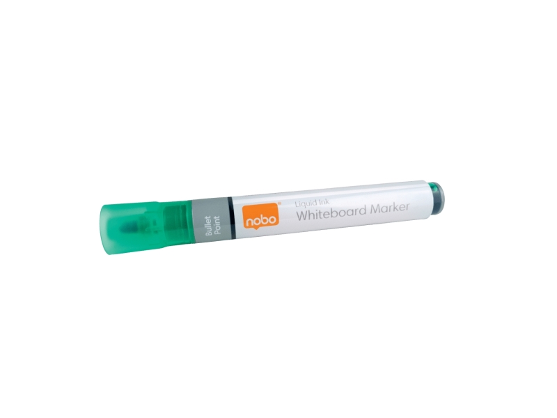 Nobo Pack de 10 Rotuladores para Pizarra Blanca - Punta Redonda 3mm - Tinta Liquida - Ventana para Ver el Nivel de Tinta - Color Verde
