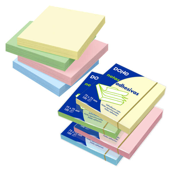 Dohe Bloc de Notas Reposicionables - 75 G/M - Paquete de 12 Blocs de 100 Notas - Colores Surtidos · Pack de 12 uds.