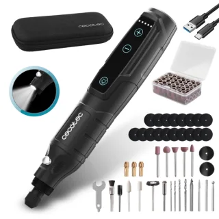 Cecotec Multihand One Detail Multiherramienta Rotativa Inalambrica - Bateria de 3.7V - Velocidad Ajustable hasta 18000rpm - Estuche - Luz LED - 74 Accesorios. - Color Negro