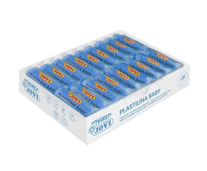 Jovi Baby Caja de 18 Pastillas de Plastilina 38gr - Pasta Modelar Super Blanda - Estimula Creatividad y Sensibilidad Tactil - Fortalece Musculos de Dedos y Manos - Color Azul