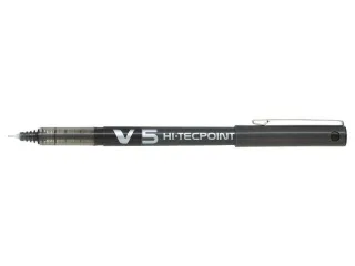 Pilot Boligrafo de tinta liquida V5 HI-Tecpoint Rollerball - Punta fina de aguja 0.5mm - Trazo 0.3mm - Color Negro · Pack de 12 uds.