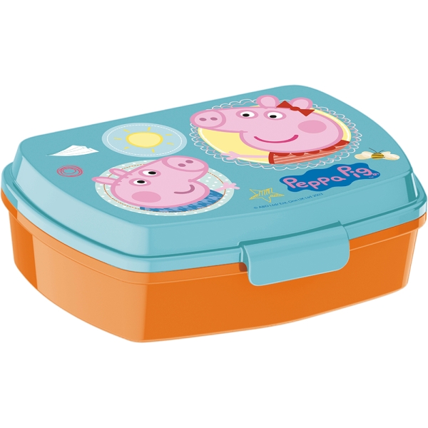 Safta Peppa Pig Having Fun Sandwichera - PVC sin BPA - Cierre Hermetico - 5.6x17x14cm - Color Naranja
