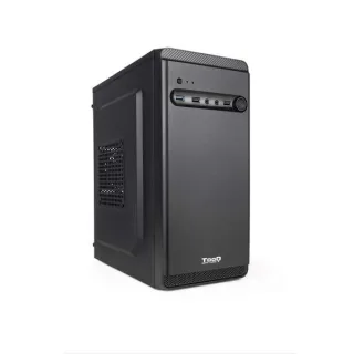 Tooq Caja Minitorre Micro-ATX/Mini-ITX - Tamaño Disco Soportado 3.5", 2.5" - USB3.0, 2.0, Audio HD - Ventilador 80mm Incluido - Color Negro