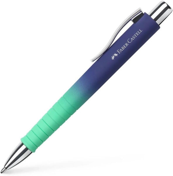 Faber-Castell Poly Ball Flow Edition Buzzing Blue Boligrafo Retractil XB - Forma Triangular Ergonomica - Suave al Tacto - Color Azul/Turquesa Degradado · Pack de 5 uds.