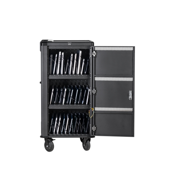 Ewent EW1702 Armario de Carga - 30 Dispositivos - Sistema de Carga Inteligente - USB-C PD 65W - Color Negro