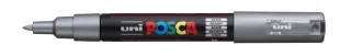 Posca PC-1M Marcador de Pintura - Punta de Poliester Conica 0.7mm - Tinta Base al Agua - Resistente a la Luz - Color Plata · Pack de 6 uds.