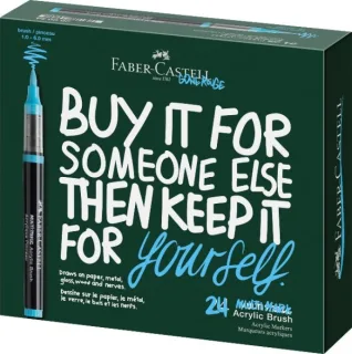 Faber-Castell Multimark Acrylic Brush Caja con 24 Rotuladores Acrilicos Punta Pincel - Trazo de 1 a 6mm - Tinta Acrilica a Base de Agua - Colores Surtidos