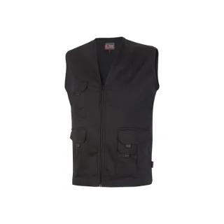 Upower Chica Chaleco Multibolsillos de Algodon Elastico - Talla 2XL - Ligero, Cierre Cremallera Frontal, Espacio para Personalizacion, Bolsillos con Solapa y Velcro - Color Negro Carbon