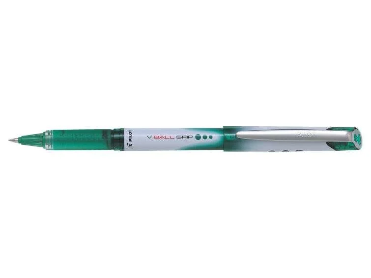 Pilot Boligrafo de Tinta Liquida V Ball Grip 07 - Punta de Bola Conica 0.7mm - Trazo 0.5mm - Grip de Goma - Color Verde · Pack de 12 uds.