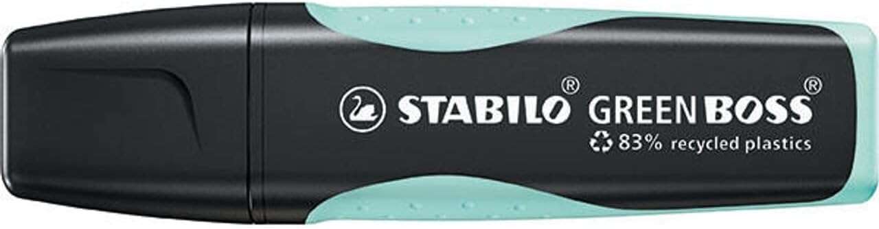 Stabilo Green Boss Pastel Marcador Fluorescente - Fabricado con un 83% de Plastico Reciclado - Trazo entre 2 y 5mm - Recargable - Color Toque de Turquesa · Pack de 10 uds.