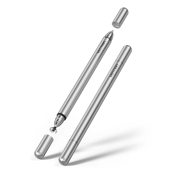 Vention Lapiz Digital 2 en 1 para Tablet y Smartphone - Magnetico - Aluminio - Doble Punta Reemplazable - 8.9x146.5mm - Color Gris