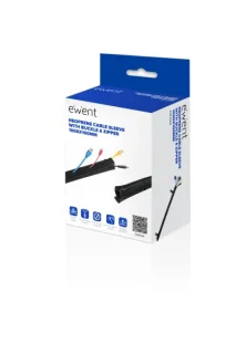 Ewent Manguito Organizador de Cable Neopreno - Cierre con Cremallera y Hebilla - Proteccion Frente a Humedad - 1m - 100mm - Color Negro