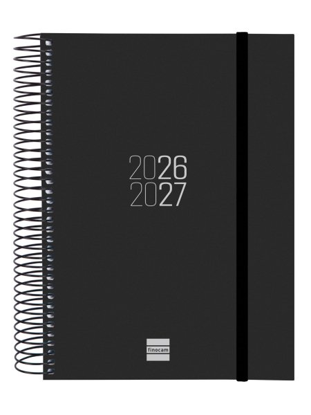 Finocam Espir Agenda Escolar 26/27 - 1 Dia por Pagina - Formato E10 - 155x212mm - Tapas de Polipropileno - Papel de 70g/m2 - Espiral Metalica - Esquinas Microperforadas - Color Negro