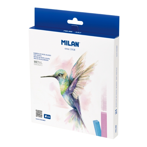 Milan Art Pack de 24 Barritas Pastel Blando - Colores Metalizados - Colores Surtidos