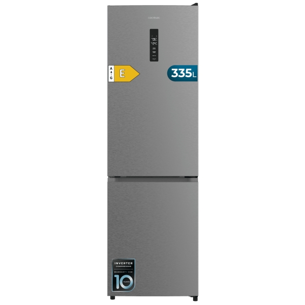 Cecotec Bolero CoolMarket Combi 335 Inox E Frigorifico Combi - 333L - Luz LED - Compresor Inverter - Congelacion Ultrarapida - Silencioso - Frio Envolvente - Clase E - 195.3x59.5cm - Color A
