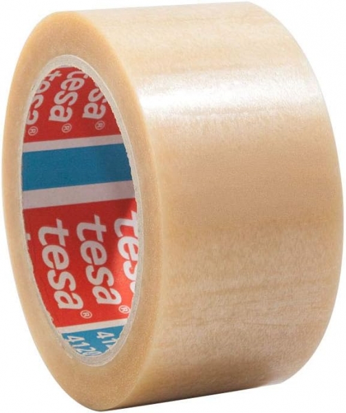 Tesa 4120 Precinto de Embalar Standard 50mm x 66 Metros - Fabricado en PVC - Adhesivo de Caucho Natural - Transparente · Pack de 6 uds.