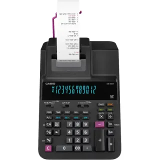 Casio DR-200R Calculadora Impresora de Sobremesa con Pantalla Grande de 12 Digitos - Impresion en 2 Colores - 4,4 Lineas por Segundo - Color Negro