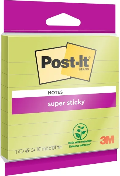 Post-It Super Sticky Bloc de 45 Notas Adhesivas Reposicionables - Forma Cuadrada - 101x101mm - Color Verde