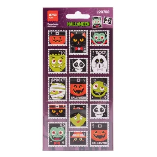 Apli Kids Sellos Pack con 30 Pegatinas de Halloween con Forma de Sello Postal - Perfectas para Decorar Cuadernos, Agendas, etc...