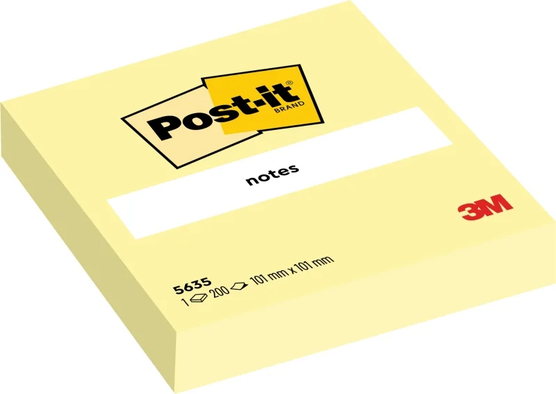 Post-It Bloc de 200 Notas Adhesivas Reposicionables - Forma Cuadrada - 101x101mm - Color Amarillo Claro