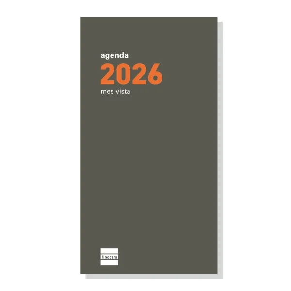 Finocam P497C Recambio para Agenda Plana en Catalan - Anual 2026 - Formato Pl4 - 80x150x3mm - Mes Vista - Color Blanco