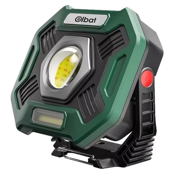 Elbat Foco Recargable 20W - Luz Fria, 6500K - 2000 Lumenes - Bateria 10000Mah - Conector USB-C - Funcion Powerbank - Color Negro/Verde