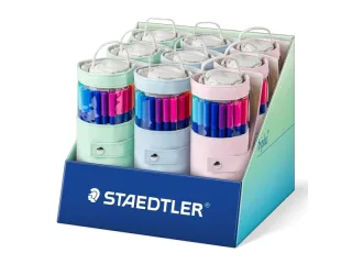 Staedtler Triplus Color 323 Expositor con 9 Pack Enrollables de 20 Rotuladores - Trazo de 1mm aprox. - Tinta Base de Agua - 97% de Plastico Reciclado - Colores Surtidos