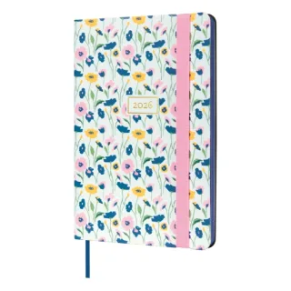 Finocam Flexi Joy Agenda en Catalan - Anual 2026 - Tapa Blanda - Formato F4 - 120x13x172mm - Semana Vista Horizontal - Tematica de Flores