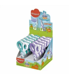Maped Kidikut Tijera Escolar Punta Redonda 12cm - Cuchillas en Fibra de Vidrio - Mango de Plastico Simetrico - Colores Surtidos · Pack de 20 uds.