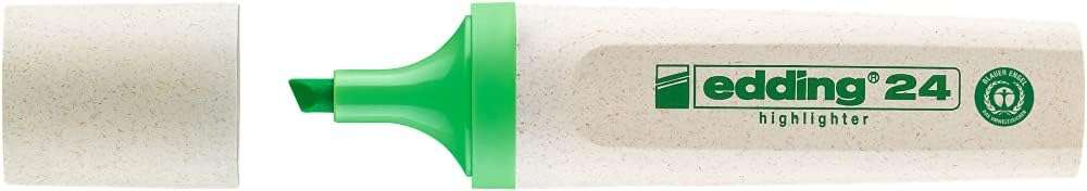 Edding 24 EcoLine Marcador Fluorescente - Punta Biselada - Trazo entre 2-5mm - 90% de Plastico Reciclado - Etiqueta Ecologica Blue Angel - Color Verde Claro · Pack de 10 uds.