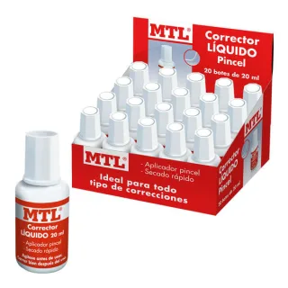 Dohe Expositor de 20 Correctores Liquidos con Aplicador Pincel - 20ml - Rapido Secado - Eficaz Cobertura - Ideal para Oficina y Escuela · Pack de 20 uds.
