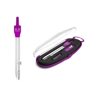 Erichkrause Compases Metalicos Conjunto de Instrumentos School 135mm - Radio Maximo 21 cm - Incluye Afilador y Mina de Recambio - Colores Neon - Estuche de Plastico - Caja de Plastico con Co