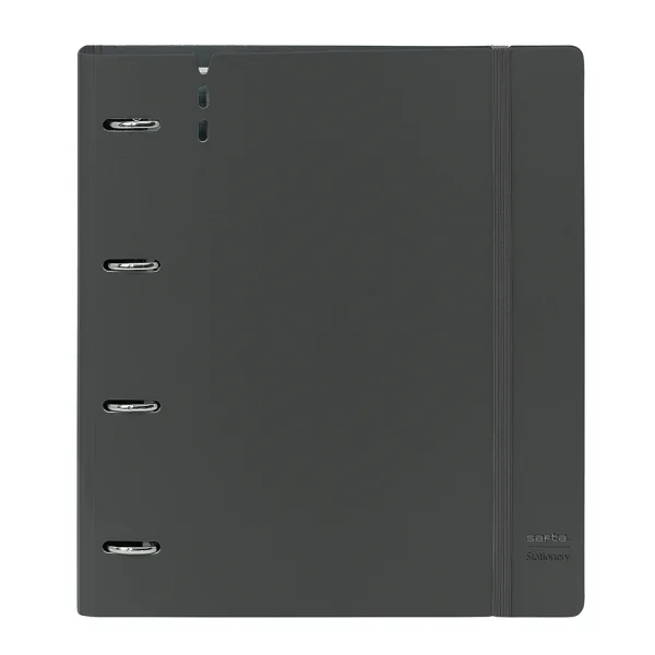 Safta Urban Style Carpeta con 4 Anillas 35mm - Tapa de Plastico - Recambio 100 Hojas - Cuadriculas 5x5mm - Cierre Elastico - Incluye Separadores Internos - 270x40x320mm - Color Gris