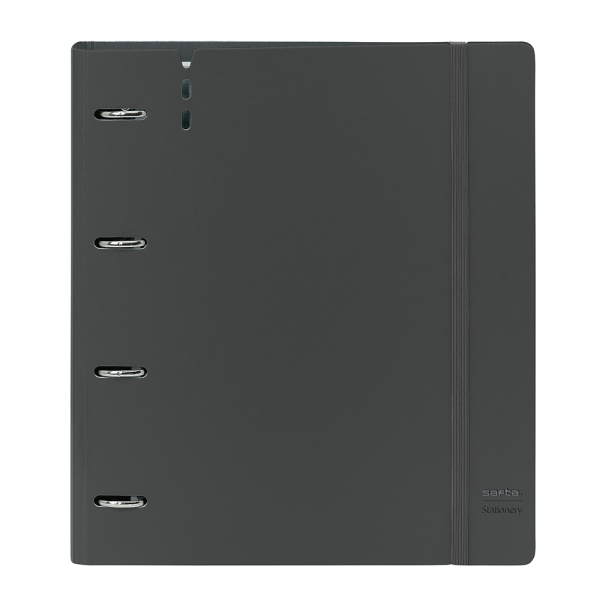 Safta Urban Style Carpeta con 4 Anillas 35mm - Tapa de Plastico - Recambio 100 Hojas - Cuadriculas 5x5mm - Cierre Elastico - Incluye Separadores Internos - 270x40x320mm - Color Gris