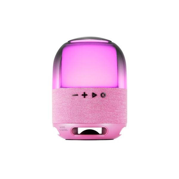 Mars Gaming MS-FLOW Altavoz Bluetooth de 15W - Luces RGB 360 Grados - Bateria de 2000mAh - Compacto - Alcance hasta 10m - Color Rosa
