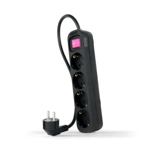 Nanocable Regleta 4 tomas con interruptor Negro