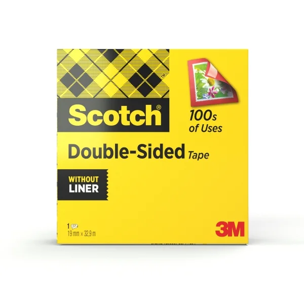 Scotch Cinta Adhesiva de Doble Cara - 19mm x 33m - Color Transparente