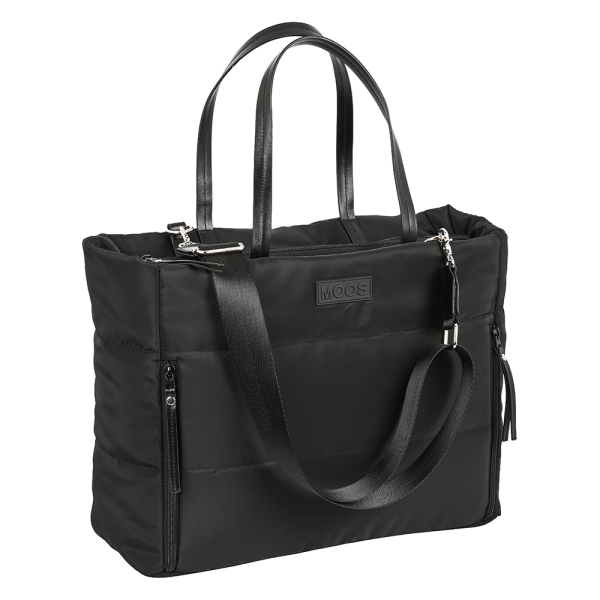 Safta Moos Capsula Maletin para Portatil hasta 14.1" - Cremallera - Interior Acolchado - Bolsillo Interior - Bolsillos Frontales - Hombrera Ajustable - 28.46L - 400x170x310mm - Color Negro