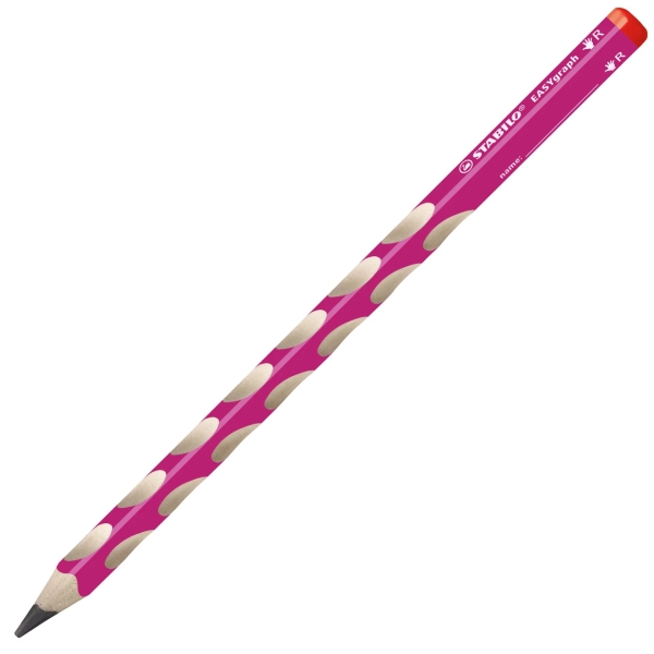 Stabilo Easygraph Lapiz de Grafito - Mina HB de 3.15mm - Diseño Ergonomico - Uso Diestro - Color Rosa · Pack de 12 uds.