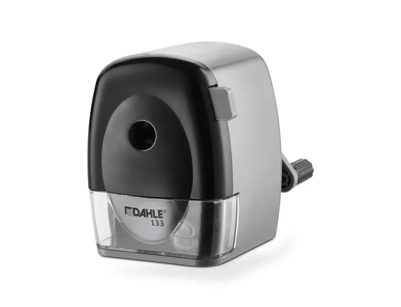 Dahle 133 Afilalapices de Manivela - Para Lapices de 8 a 11,5mm Ø - Fresa de Acero - Forma de Punta Ajustable - Gran Deposito - Color Gris/Negro