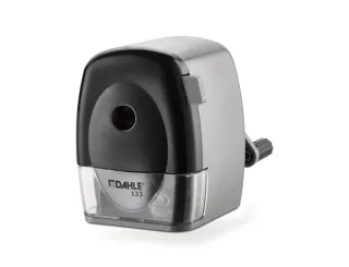 Dahle 133 Afilalapices de Manivela - Para Lapices de 8 a 11,5mm Ø - Fresa de Acero - Forma de Punta Ajustable - Gran Deposito - Color Gris/Negro