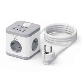 Ewent EW3863 Regleta 3 Tomas SHUCKO+2USB-A+2USB-C