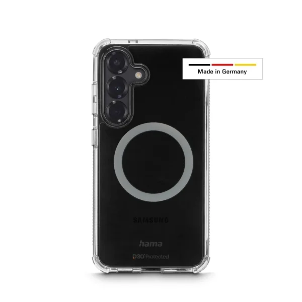 Hama Extreme Protect Funda para Samsung Galaxy S25+ - Magnetico - Antideslizante - Policarbonato - Proteccion D3O - Bordes Elevados - Color Transparente