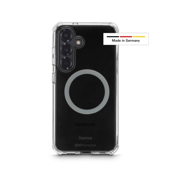 Hama Extreme Protect Funda para Samsung Galaxy S25+ - Magnetico - Antideslizante - Policarbonato - Proteccion D3O - Bordes Elevados - Color Transparente
