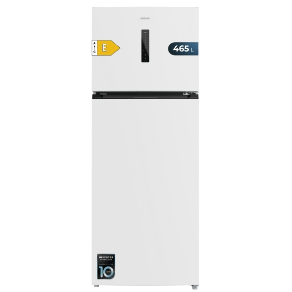 Cecotec Bolero CoolMarket 2D 465 NF White E Frigorifico Dos Puertas - Capacidad 465L - Luz LED - Compresor Inverter - Silencioso - Clase E - 70.3x70.3x185.5cm - Color Blanco