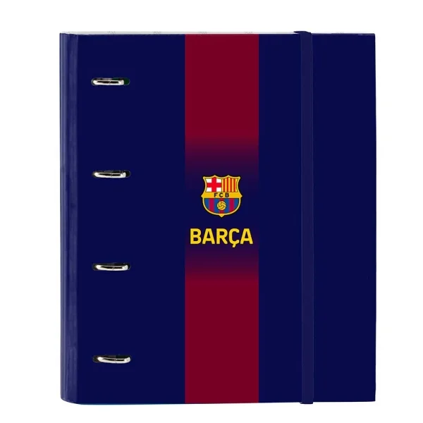 Safta F.C.Barcelona Carpeta de 4 Anillas - Tapas Duras Forradas - Lomo de 35mm - Incluye 100 Hojas A4 con Cuadriculada 5X5mm - 27x32x3.5cm - Color Rojo y Azul
